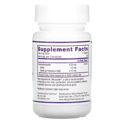 Optimox, Iodoral, IOD 6.25, 90 Scored Tablets