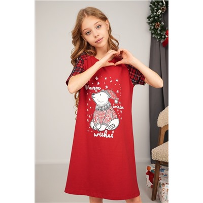 Новогодняя сорочка для девочки из хлопка Happyfox