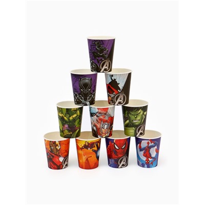 Набор бумажной посуды 10 персон: стакан, тарелка, скатерть, Мстители