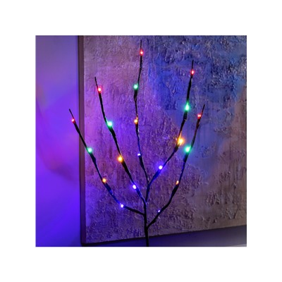 Светодиодная ветка 70 см, 20 LED, коричневая, батарейки AAх2 (не в комплекте), свечение мульти