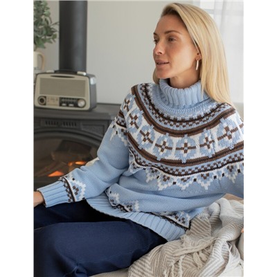 Свитер фактурной вязки из хлопка с акрилом