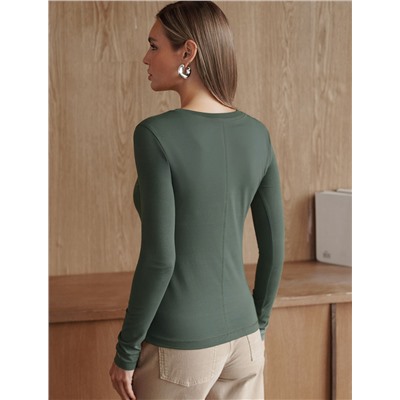 Лонгслив из премиального хлопка с эластаном