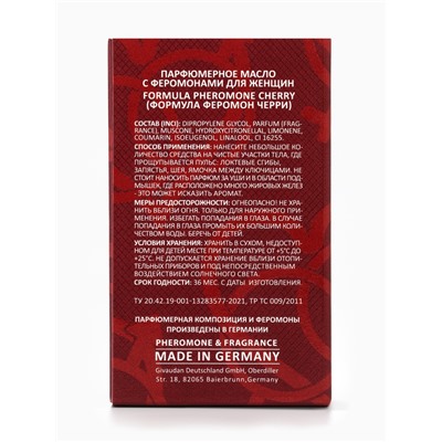 Парфюмерное масло женское с феромонами Formula Pheromone Cherry, 15 мл (по мотивам Cherry In The Air (Escada)