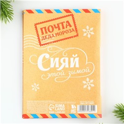 Подарочный набор новогодний, блок для записей 30 листов, ручка синяя паста, наклейки 5 шт. «Новогодняя почта»