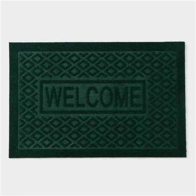 Коврик придверный Доляна Welcome, ромбы, влаговпитывающий, без окантовки, 38×58 см, МИКС