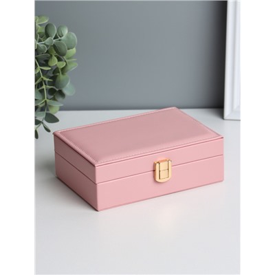 Шкатулка для украшений «Матовая гладь. Прямоугольная», кожзам, розовая, 16×11.5×5.5 см