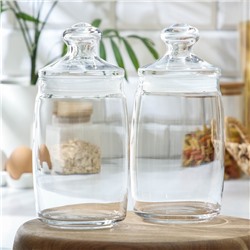 Банки для сыпучих продуктов Paşabahçe Cesni, 1.1 л, набор 2 шт., стекло, прозрачные