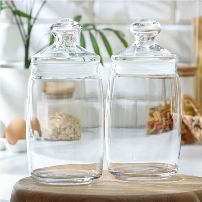 Банки для сыпучих продуктов Paşabahçe Cesni, 1.1 л, набор 2 шт., стекло, прозрачные