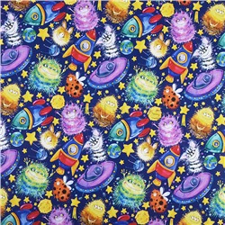 Упаковочная бумага. Инопланетяне, для сувенирной продукции в рулонах мелованная с одной стороны