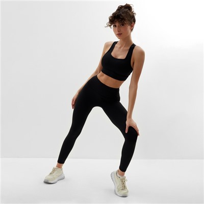 Леггинсы спортивные MINAKU: SPORTLY; цвет чёрный, р-р 44