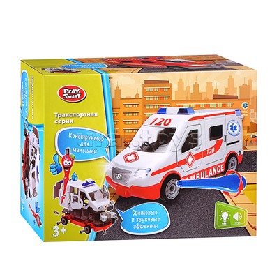 Конструктор "Пожарная Машина" с отверткой (свет,звук) в коробке