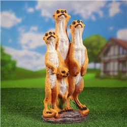 Садовая фигура из полистоуна «Сурикаты четвёрка», 46×17×20 см