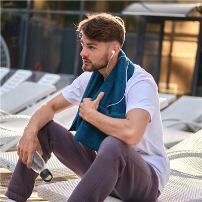 Полотенце махровое для тренировок LoveLife Active 50×100 см, цвет аквамарин, 100% хлопок, 360 г/м²