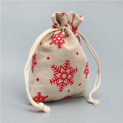 Мешочек подарочный холща «Новогодние ожидания», снежинки, холща, 10×12 см ± 1.5 см