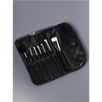 Набор кистей для макияжа SMOKY, 7 шт., чехол на кнопке, чёрный