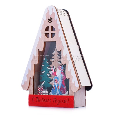 Новогоднее украшение "Домик со светом. С Новым годом!" в пакете