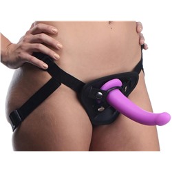 Лиловый поясной страпон Navigator Silicone G-Spot Dildo with Harness - 17,8 см.
