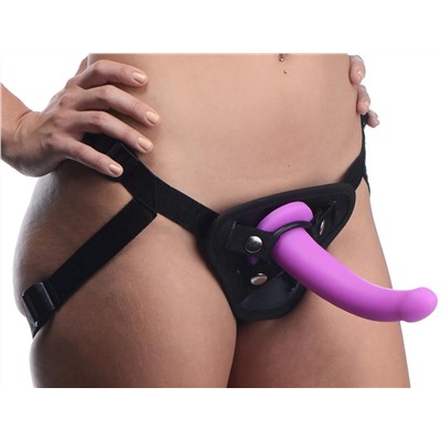 Лиловый поясной страпон Navigator Silicone G-Spot Dildo with Harness - 17,8 см.