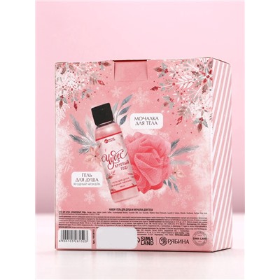 Новогодний подарочный набор косметики «Исполнения желаний»: гель для душа 100 мл и мочалка для тела, Чистое счастье