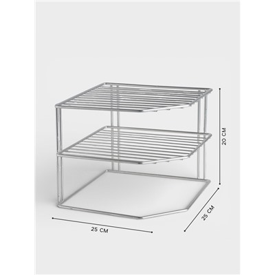 Подставка для посуды, 2 яруса, 25×25×20 см, хром