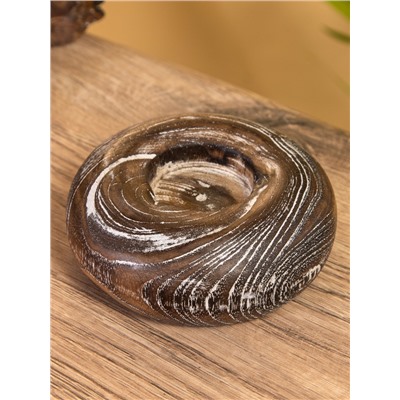 Подсвечник из дерева джати, d=3 см, 10×10×3 см, тёмно-коричневый