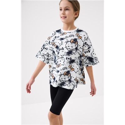 Комплект трикотажный для девочек: брюки (легинсы укороченные), фуфайка (футболка) PLAYTODAY, 1240139