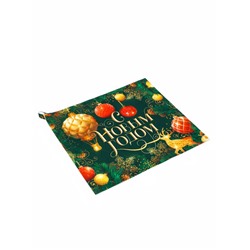 Набор для бани с принтом «С новым годом!», 5 предметов: шапка, рукавица, тапочки, коврик, портфель, зелёный, «Банная забава»