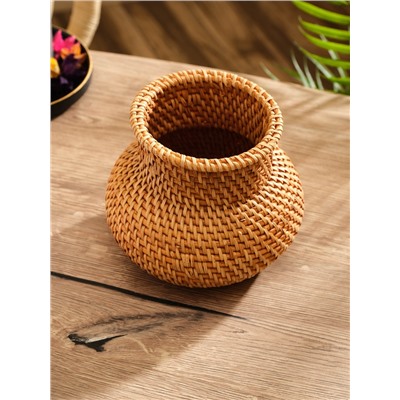 Корзинка плетёная из ротанга, 16×16×13 см