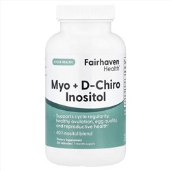 Fairhaven Health, мио-инозитол и D-хиро-инозитол, 120 капсул