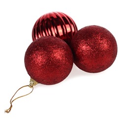 Елочные шары 12 штук 6 см красный / B-2632 /уп 66/