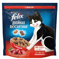 Сухой корм Felix «Двойная вкуснятина» для кошек, мясо, 1.3 кг