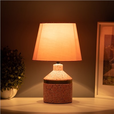 Настольная лампа с абажуром RISALUX «Лавр», 1×Е14, 40 Вт, розовый, 20×20×35 см