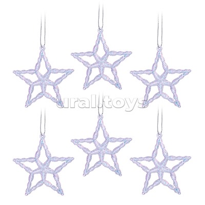Набор новогодних украшений "Зимние звёздочки" (5 шт х 6 см)