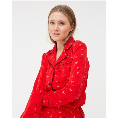 Пижама женская (рубашка, шорты) MINAKU: Light touch, размер 48, красная