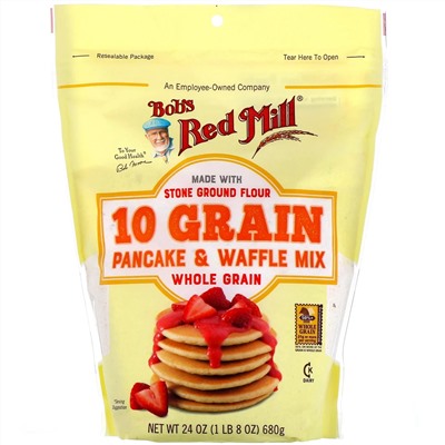 Bob's Red Mill, 10 Grain Pancake & Waffle Mix, Whole Grain, 27 oz (680 g)