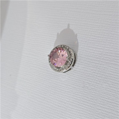 Комплект ювелирной бижутерии серьги, кулон и кольцо 18 р, покрытие посеребрение, вставка: фианиты, цвет: розовый и прозрачный, арт.313.255-18