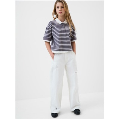 Брюки текстильные джинсовые для девочек