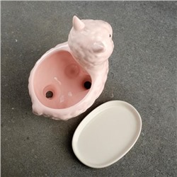 Декоративный горшок для цветов «Лама Лёля», керамический, 250 мл, 15×8×12 см, розовый