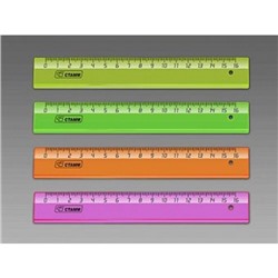 Линейка пластиковая 16 см NEON Cristal ассорти ЛН02 Стамм