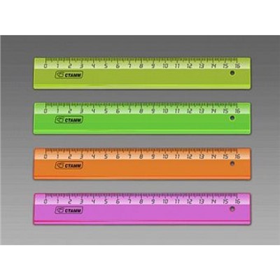 Линейка пластиковая 16 см NEON Cristal ассорти ЛН02 Стамм