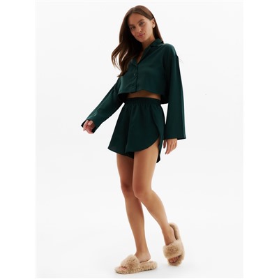 Пижама женская (рубашка, шорты) женская MINAKU: Home collection, изумруд, размер 42