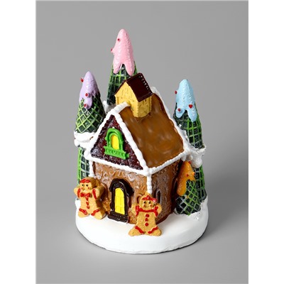 Светодиодная фигура «Дом печеньки», 10×7 см, 4 LED, от батареек, свечение тёплое белое