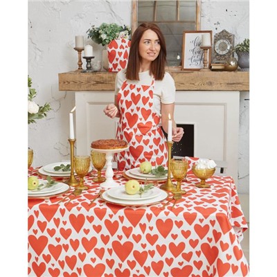 Фартук «Этель» Red hearts 60×65 см, 100% хлопок, саржа 190 г/м²