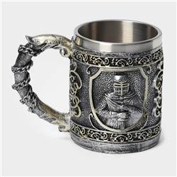 Кружка средневековая «Рыцарь», 400 мл, нержавеющая сталь, серебристая