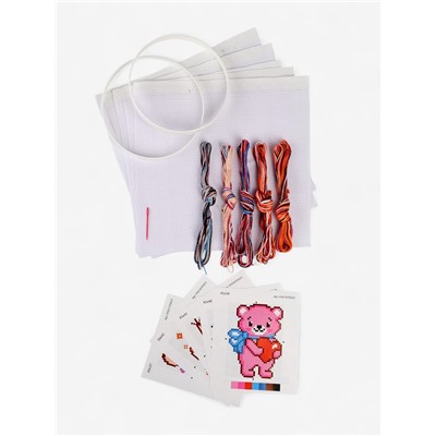 Вышивка крестиком на пяльцах «Милые животные 5 в 1», 15 см, набор для творчества