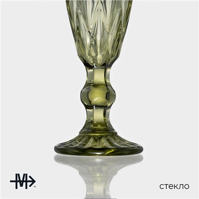 Бокалы для шампанского Magistro «Круиз», 160 мл, 7×20 см, стекло, набор 6 шт., зелёные