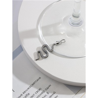 Подвеска из чернёного серебра с фианитами - Змея 3-656ч216