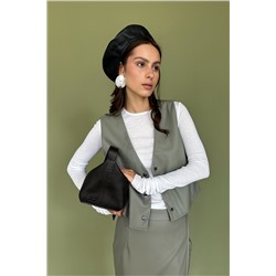 Юбка эко-кожа  ECO040/01/Оливка