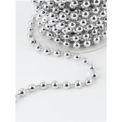 Бусы на нитях, 7.5 мм, 9±1 м, цвет серебряный