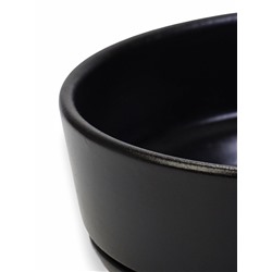 Горшок - бонсайница «Огма» для кактусов и суккулентов, 2 л, d=22 см, h=8 см, керамика, с поддоном, чёрный